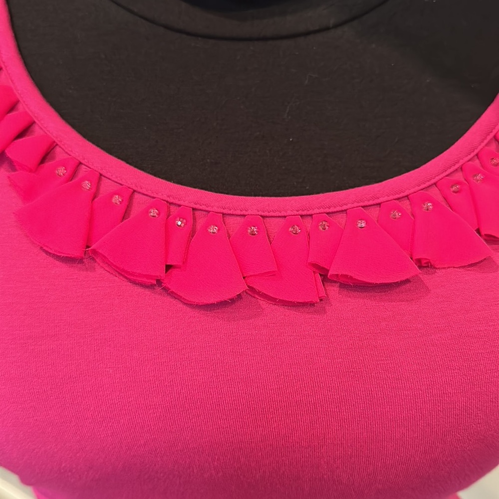 White House Black Market XS shirt sleeve fuschia top - Picture 2 of 6
